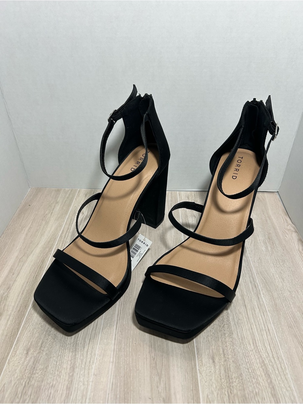 Torrid | Black Square-Toe Strappy Block Heels Size 13W